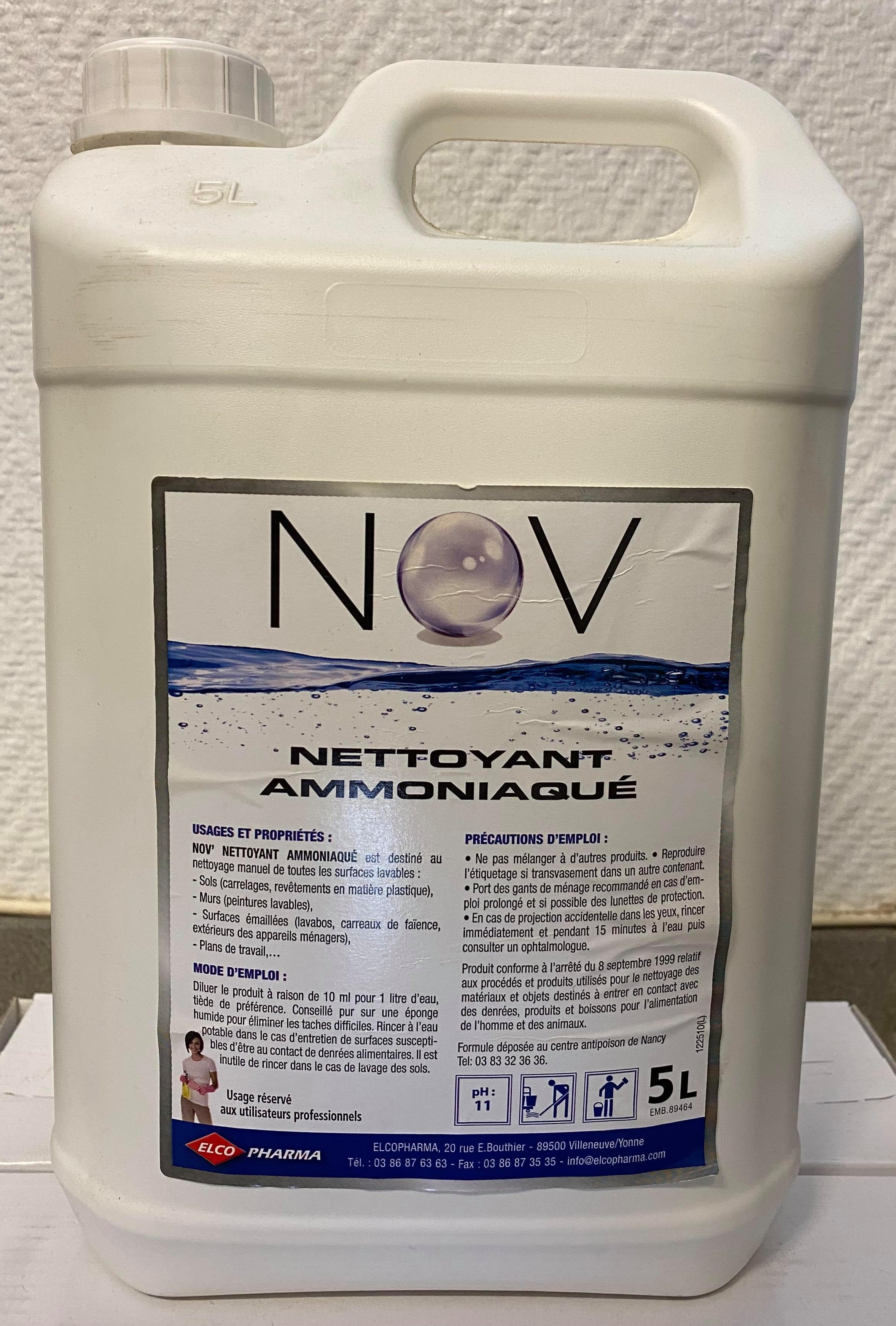 Nettoyant sol ammoniaqué (bidon de 5L) 020100 : Cérex : produits  d'entretien en ligne, nettoyage industriel, surfaces